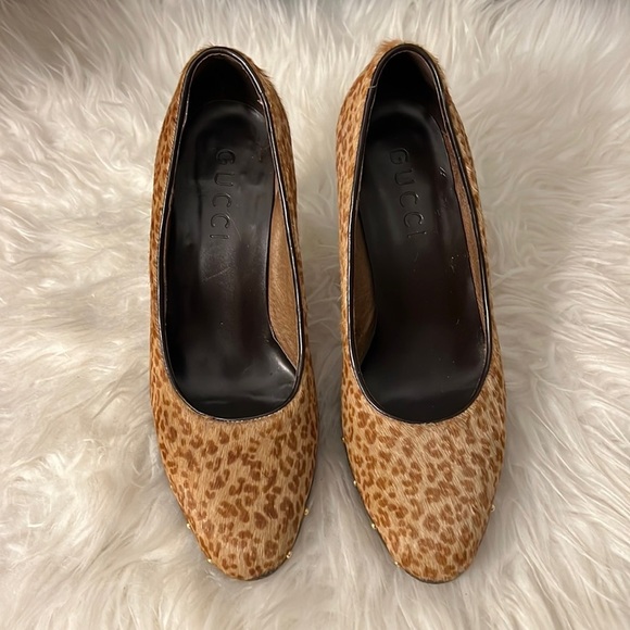 Gucci heels animal print / leopard print shoes Size 35 / US 5 - Picture 1 of 10